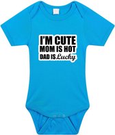 Cute hot lucky tekst baby rompertje roze meisjes - Kraamcadeau - Babykleding 80 (9-12 maanden)