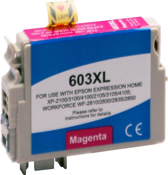 Inkmaster Huismerk premium cartridge voor Epson 603 XL M Magenta rood Met Chip - Epson 603XL - Voor Printers: XP-2100 / XP-2105 / XP-3100 / XP-3105 / XP-4100 / XP-4105 / Workforce / WF-2810DWF / WF-2830DWF / WF-2835DWF / WF-2850DWF - Inktcartridges