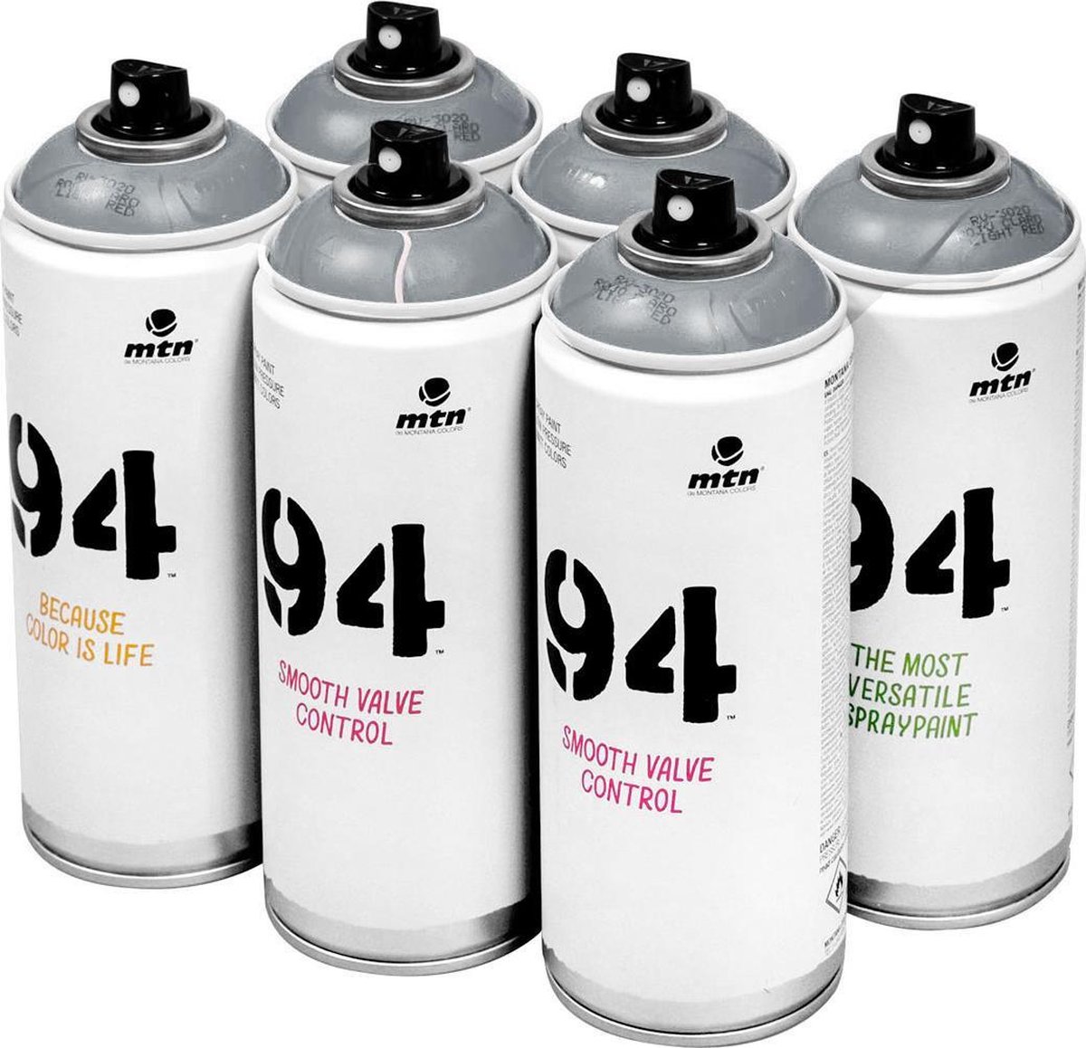MTN 94 Jewel Silver - zilveren spuitverf - 6 stuks - 400ml lage druk en matte afwerking