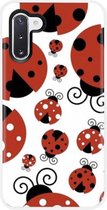 - ADEL Siliconen Back Cover Softcase Hoesje Geschikt voor Samsung Galaxy Note 10 - Lieveheersbeestjes