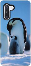 - ADEL Siliconen Back Cover Softcase Hoesje Geschikt voor Samsung Galaxy Note 10 - Pinguin Blauw