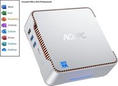 ACEPC - 4K HD - Mini Desk Computer - 8GB RAM - 128GB SSD Opslaggeheugen - Intel J4125 - Zilver - Windows 10 Pro - incl. Office Professional! (verloopt niet, geen abonnement) & Bull
