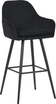 HTfurniture-Lara bar stool-black velvet-with armrest-black legs-bar chair