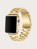 Luxe Metalen Armband Voor Apple Watch Series 1/2/3/4/5/6/7/8/9/SE 42/44/45 mm Horloge Bandje - iWatch Schakel Polsband Strap RVS - Stainless Steel Watch Band - Goud