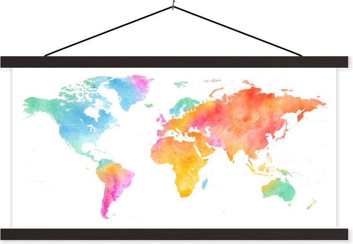 Schoolplaat Textielposter Wereldkaart Simpel Waterverf 60x30 schoolplaat-textielposter-wereldkaart-simpel-waterverf-60x30