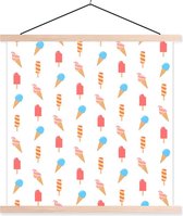 Porte-affiche avec affiche - Affiche scolaire - Glace - Motif - Été - 60x60 cm - Lattes vierges