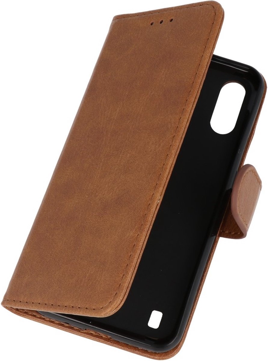 Hoesje Geschikt voor Samsung Galaxy A01 - Kaarthouder Book Case Telefoonhoesje - Bruin