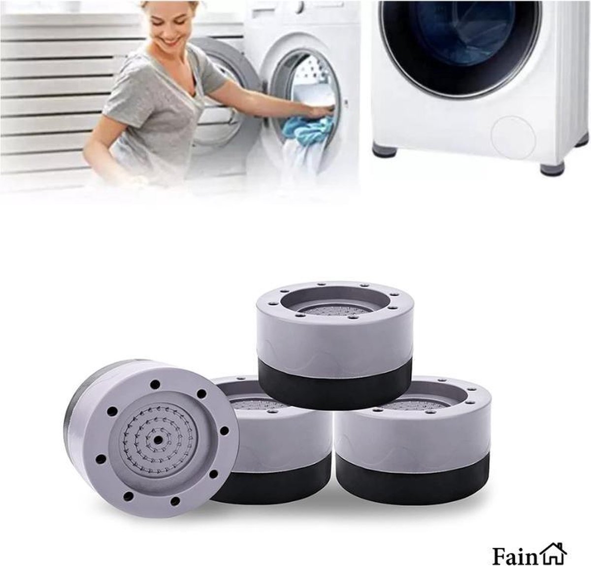 Kruiden afstuderen lijden Luxe Trillingsdempers wasmachine – Set van 4 stuks – Grijs - Extra dik -  Voetjes... | bol.com
