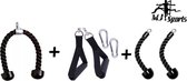 MJ Sports Premium Tricep Rope + Strap Handles + 2 Single Tricep Ropes Set - Triceps Touw - Handvat - Press Down - Pulley Accessoires - Kabelmachine - Fitness