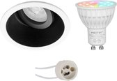 Mi-Light MiBoxer - LED Spot Set GU10 - Smart LED - Wifi LED - Slimme LED - 4W - RGB+CCT - Aanpasbare Kleur - Dimbaar - Pragmi Zano Pro - Inbouw Rond - Mat Zwart/Wit - Kantelbaar - Ø93mm - BES