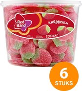 Red Band Zoete Aardbeien - 6 emmers à 150 stuks - Zacht snoep - Snoep in emmers