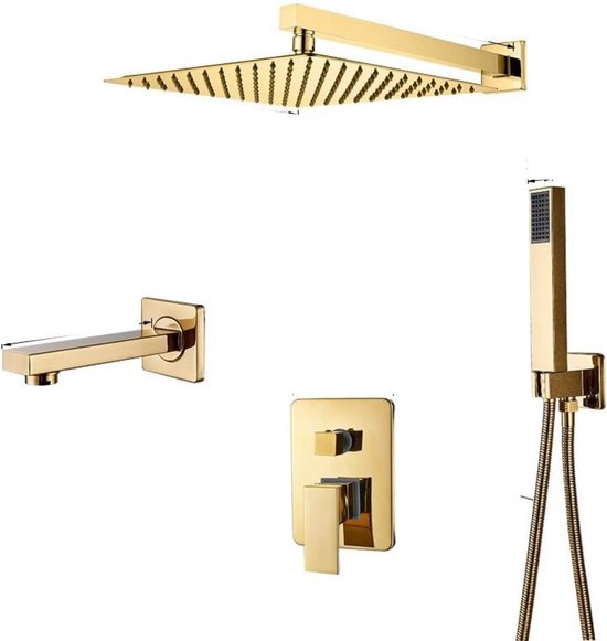Dakta® Regendouche Goud Kraan Douchekraan Complete set Inbouw