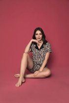 Sophia Mila Dames Luxe Pyjama | 2-delige Set | Korte Mouwen | Pyama Dames | Blouse Volwassenen | Korte mouw | Korte broek | Katoen | Pyjama Dames | Maat M