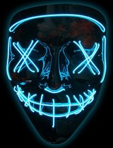 Halloween Masker -  blauw | Verkleedmasker - Purge - LED Masker