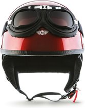 MOTO D23 braincap, Rood, halve helm, solex pothelm voor scooter en motor, XXL, hoofdomtrek 63-64cm