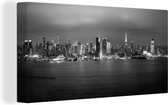 Canvas Schilderij Panorama van de skyline van New York - zwart wit - 40x20 cm - Wanddecoratie