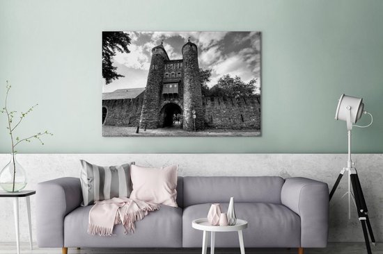 Peinture sur toile Helpoort à Maastricht - noir et blanc - 120x80 cm - Décoration murale