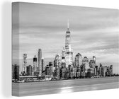 Canvas Schilderij De skyline van New York City met het One World Trade Center - zwart wit - 120x80 cm - Wanddecoratie