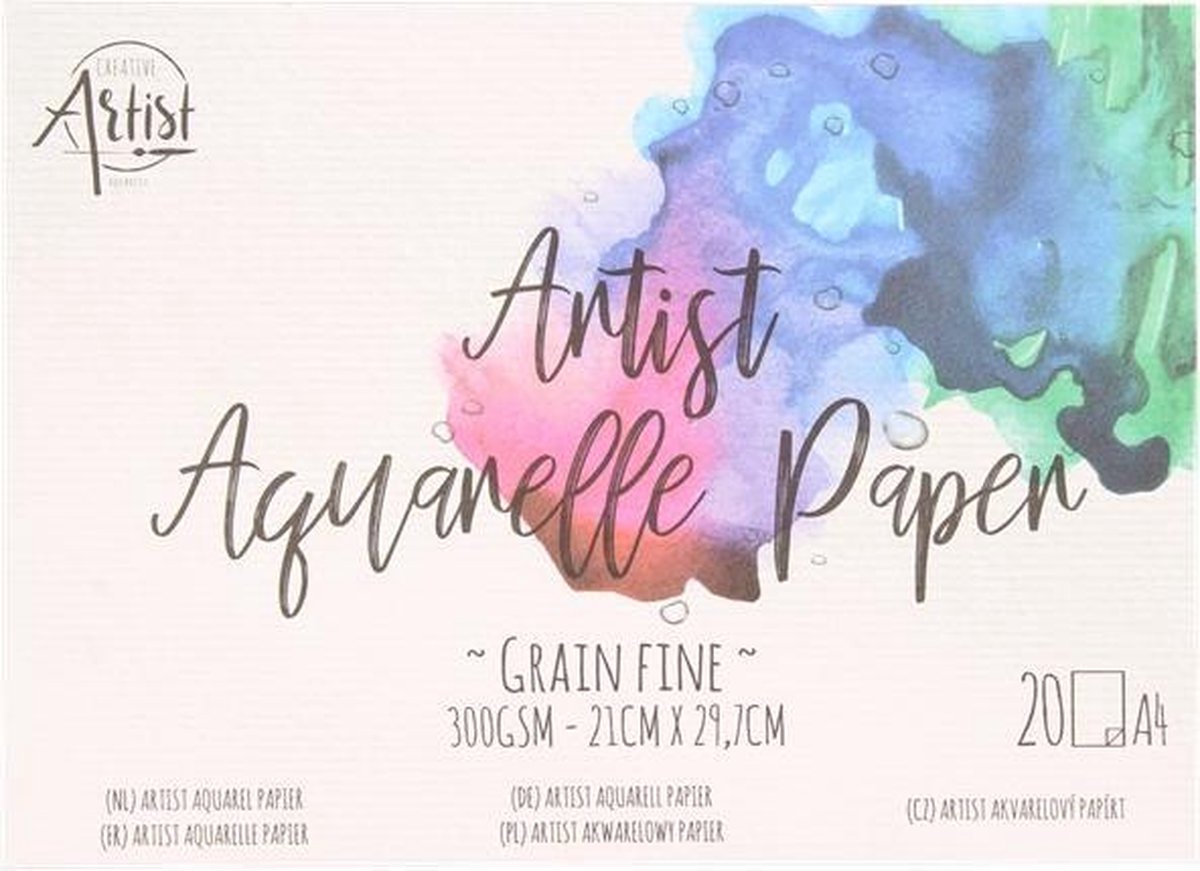 Creative artist | Aquarelpapier | Aquarelblok | Wit papier | 20 vellen | Met fijne korrel | Aquarelverf | Verven | Tekenen - Creative Artist