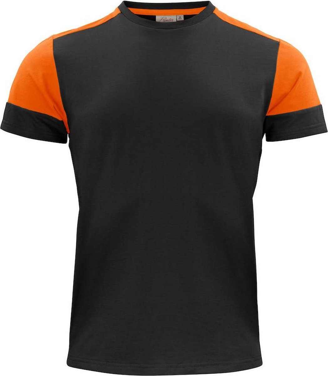Printer Prime T-Shirt Heren Zwart/Oranje  - Maat L