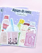 Rozeberryshop - Aziatische Drankjes Sticker Pack - Drinken - Japanse Drankjes - Bubbel Thee - Yakult - Stickers voor Kinderen en Volwassenen - Bullet Journal - Waterfles Stickers - Agenda Sti