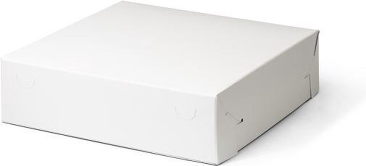50 stuks - Taartdoos karton - 30x30x8 cm - wit - gebaksdoos karton - cake doos - zwanenhals