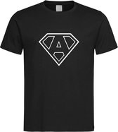 Zwart t-Shirt met letter A “ Superman “ Logo print Wit Size L