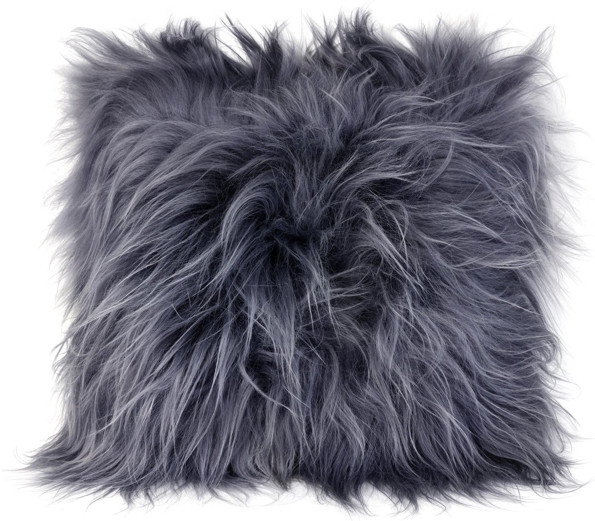 JAP Schapenvacht Deluxe - 100% Echt - Uit Ijsland - Kussen - Veilig en zacht - Ergonomisch stoelkussen eetkamer - 40x40 cm vierkant - Antraciet