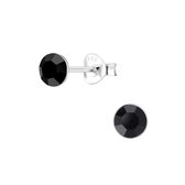 Joy|S - Zilveren 5 mm oorknoppen - kristal zwart