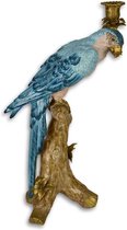 Kandelaar - papegaai op tak - brons - porselein - 46cm hoog