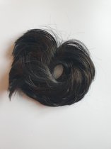 Haarstuk kort elastiek Messy Bun crunchie knot zwart