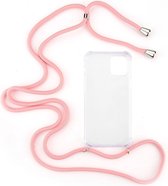 Shop4 - iPhone 13 Hoesje - Zachte Back Case TPU Siliconen met Koord Roze