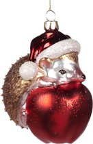 Viv! Home Luxuries Kerstbal - egeltjes - rood goud - 9cm - topkwaliteit