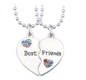 Bixorp Friends - Set van 2 Leuke Vriendschapsketting metaal - Zilver Hart - Best Friends - BFF ketting voor 2