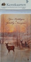 8 Dubbele Kerstkaarten Rien Poortvliet - Herten natuur - Feestdagen kaarten met enveloppen