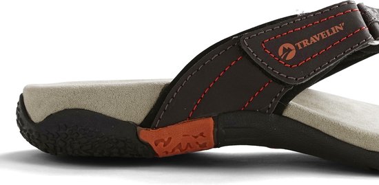 Travelin Fyrde Teenslipper Dames - Leren Outdoor- Sport- en Wandelsandalen met Profielzool - Maat 41 - Travelin