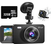 Dashvision Dashcam Voor Auto voor en achter met achteruitrij camera - Dashcam Full HD 1080P met 32GB Mini SD