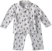 Little Label Pyjama Jongens - Maat 110-116 - Model Grandad - Wit, Grijs, Zwart - Zachte BIO Katoen