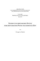 Sonderreihe Der Abhandlungen Papyrologica Coloniensia- Studien Zur Griechischen Syntax Dokumentarischer Papyri Der Romischen Zeit