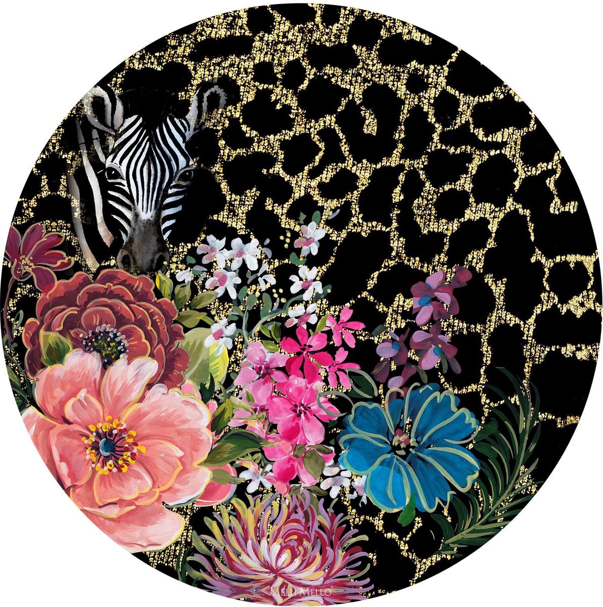 Melli Mello - Wall Circle Zebra - Wanddecoratie - Modern & Dierenprint Design - Dibond® - Ø 50