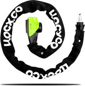 LLOCX Fiets Kettingslot van 1 meter met 2 Sleutels - 7mm Roestvrij Aluminium - Groene Kliksluiting - Krasvrije en Scheurvrije Sleeve