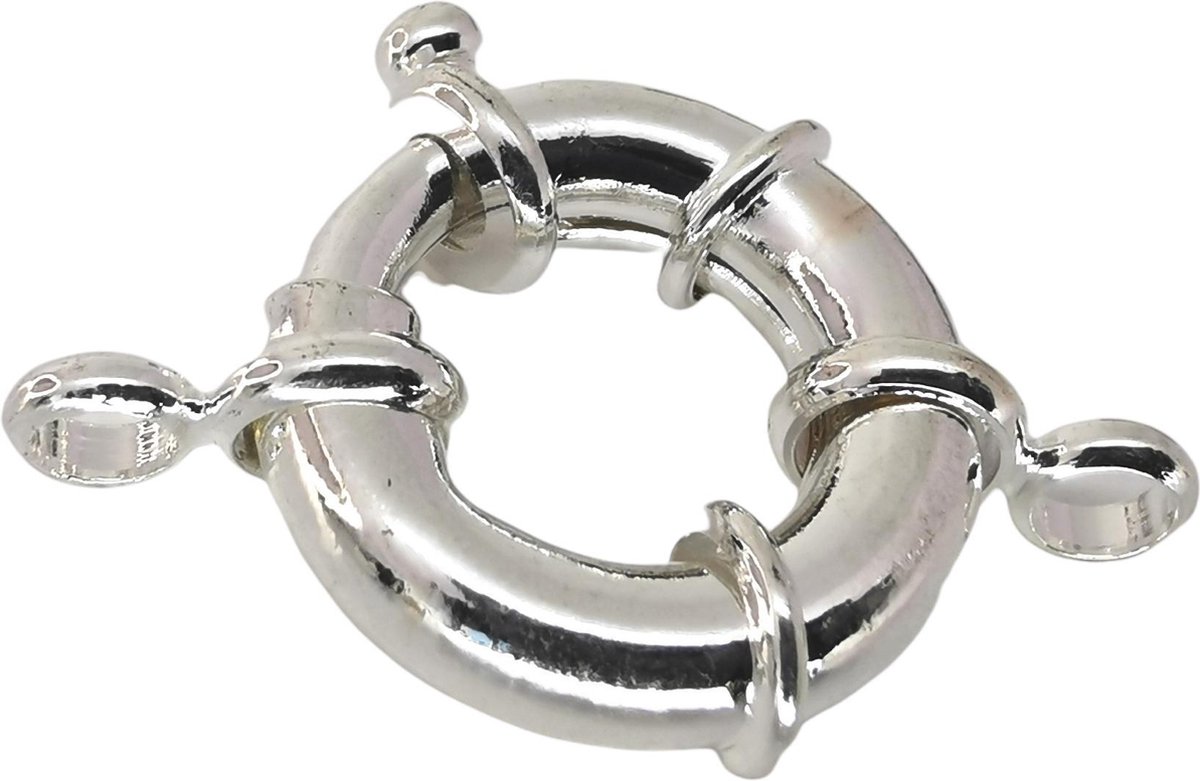 3 setje verzilverd luxe veerring / boeislot ca. Ø17 mm, prachtig sluiting voor ketting of armband, heeft 2 los oogjes inclusief ringetje die je ketting of armband erop kan zetten.