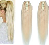 2x ponytail op klem hair extensions paardenstaart 50cm  blond