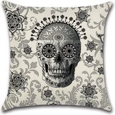 Kussenhoes Halloween - Skull Grey - Kussenhoes - Halloween - 45x45 cm - Sierkussen - Polyester