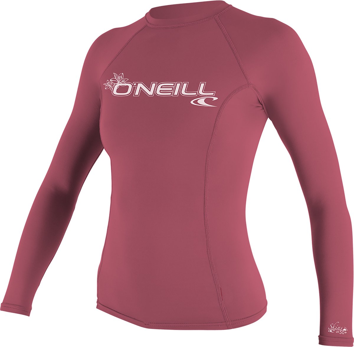 O'Neill Basic Skins L/S Crew Surfshirt - Maat M - Vrouwen - roze/wit