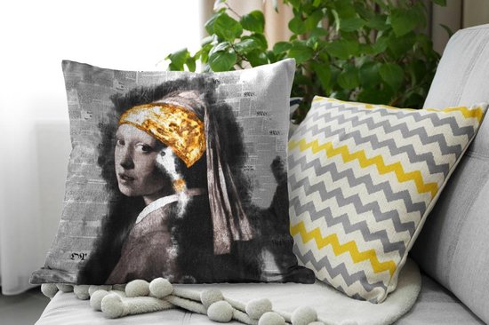 Oreillers - Boucle d'oreille La Fille à la perle - Vermeer - Or - 60x60 cm - Salon