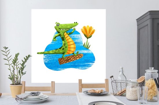 Stickers muraux - Pépinière - Chambre de bébé - Crocodile - Water - Arbre - 120x120 cm - Film Adhésif XXL