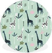 WallCircle - Wall Circle - Wall Circle Indoor - Jungle - Girafe - Palmier - 120x120 cm - Décoration murale - Peintures Ronds XXL