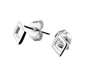 YO&NO - Oorbellen - Zilver - Oorknoppen - Ruit - 4,5/6mm - Sieraden vrouw - Gerhodineerd - Zilver 925