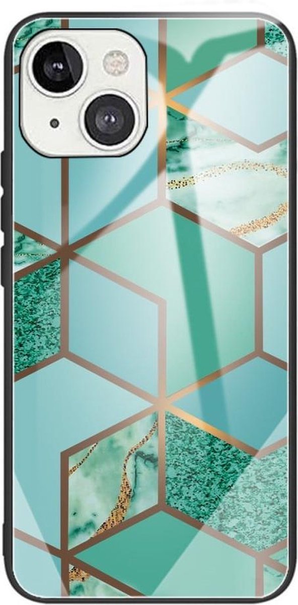iPhone 13 Mini Hoesje Mint Groen Marmer - Cacious (Marble Serie)